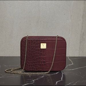 LUIGIA 004 Wine by Atelier Verdi Croc embossed Calfskin Grey Clutch Bags
